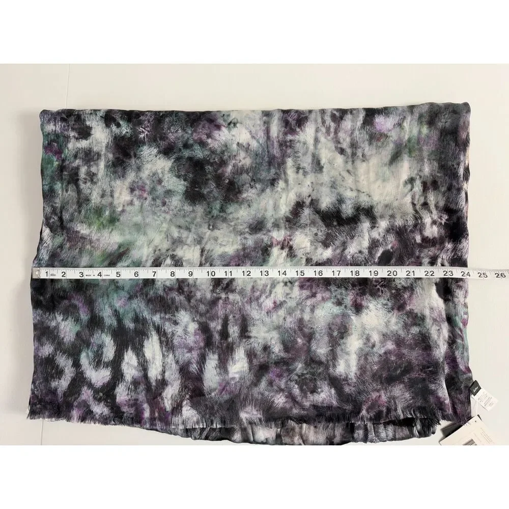 Echo Women's Silk Scarf Rayon Back Animal Print Black Multicolor  24 x 70 - NWT